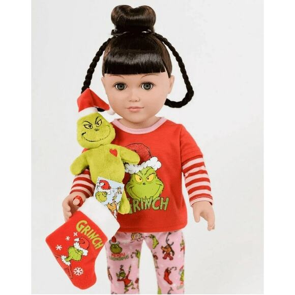 NIB My Life As 18" Poseable Doll – Grinch Sleepover Set (Brunette/Green Eyes) - Picture 2 of 16